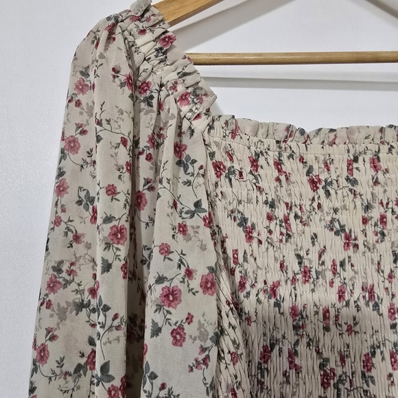 Floral Peasant Print Long Sleeve Dress - Picture 8 of 9